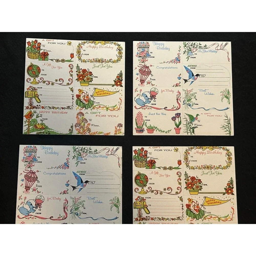 Gift Tags Vintage Lot - 4 Mixed Sheets Birthday, Wedding, Christmas, Baby (36+)